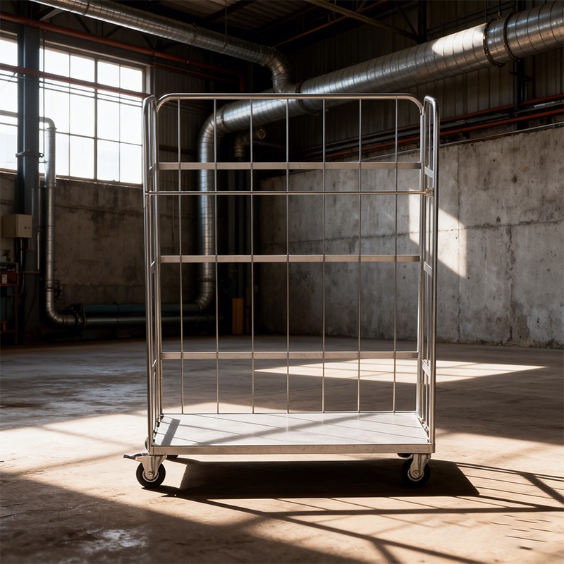 Logistics Roll Cage, Roll Container, Warehouse Trolley, Foldable Roll Cage, Nestable Warehouse Container, Industrial Cargo Trolley, B2B Logistics Equipment, Metal Delivery Cage, Bulk Warehouse Orders